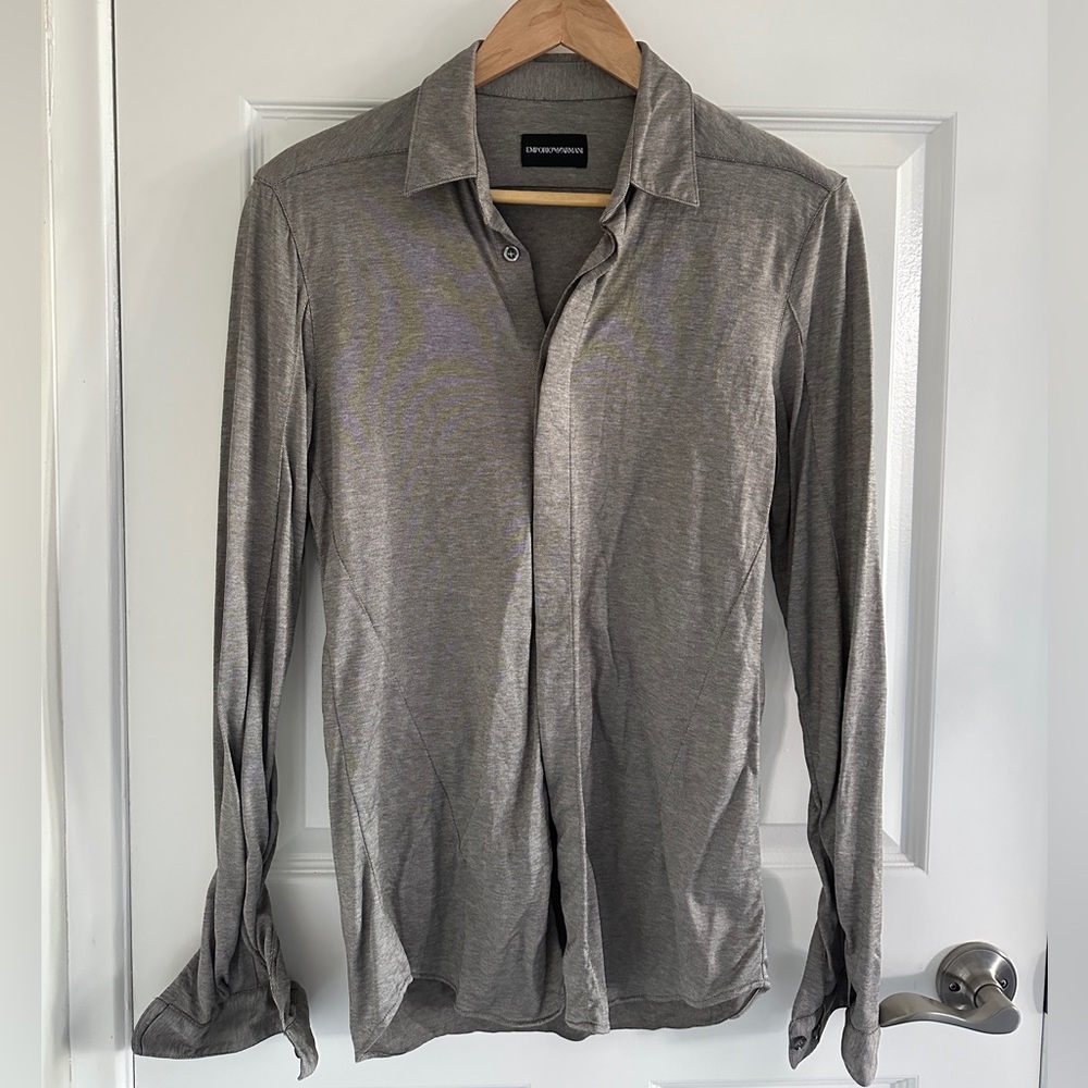 Emporio Armani Gray Casual Button Down Shirt